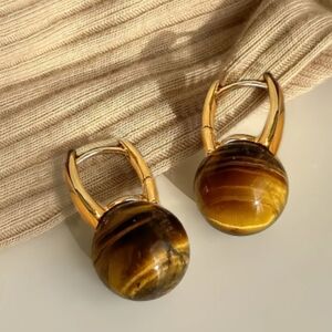 Gold Tiger Eye Earrings